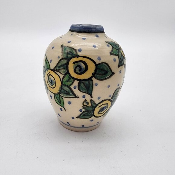 Pottery Vase with Yellow Roses - Picture 2 of 5